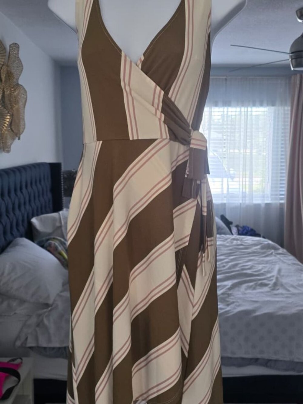 Express Striped Wrap Midi Dress - Medium - NWT